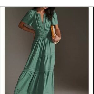 Anthropologie somerset Green maxi Dress